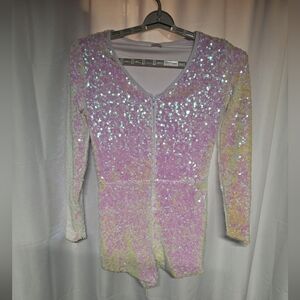 Spirit White and Pink Sequin Romper Costume Or Dress-up.